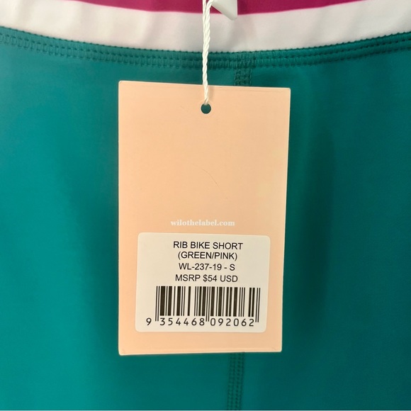 NWT WILO The Label Women’s Small Bike Short Green/Pink - Picture 2 of 4